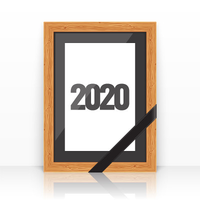 2020木制框架与哀悼黑丝带