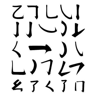 Main Chinese hieroglyphs calligraphy graphic symbo