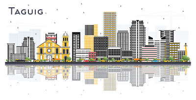 Taguig Philippines City Skyline with Color Buildin
