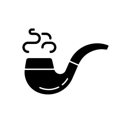 老式吸烟烟斗黑色字形图标