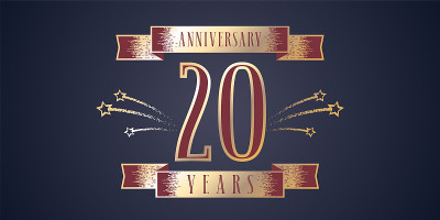 20周年纪念庆祝矢量图标