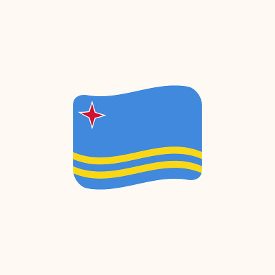 Flag of Aruba vector. Isolated Aruban wavy flag fl