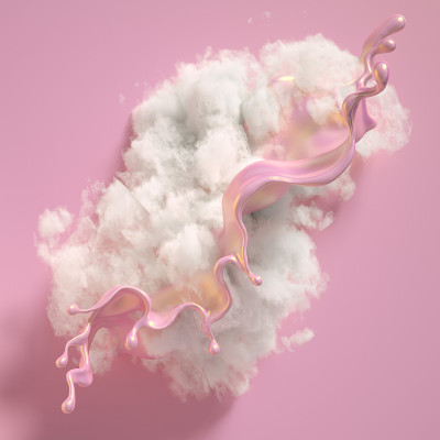 美丽的背景与珠子，粒子和模拟。3d渲染，3d渲染。