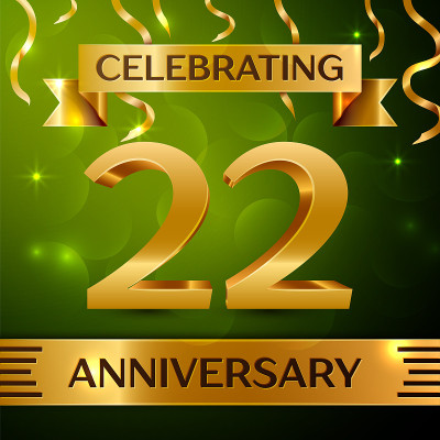 Realistic Twenty two 22 Years Anniversary Celebrat