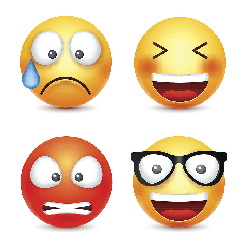 微笑,微笑的表情符号。黄脸带着情绪。面部表情。3 d现实emoji。有趣的卡通character.M