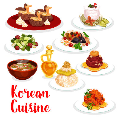 韩国料理餐厅午餐亚洲食物的图标