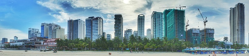 岘港海滩鸟瞰图，这是世界上最美丽的海滩之一