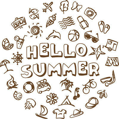 矢量涂鸦夏季图标集
