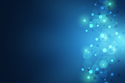 摘要背景与分子DNA和神经网络。人工智能。科技理念