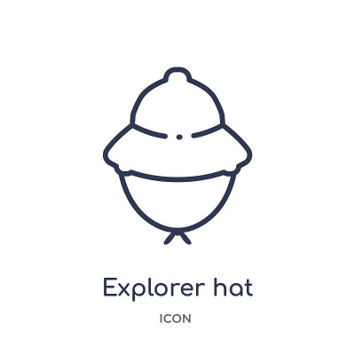Linear explorer hat icon from Camping outline coll