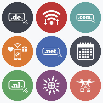 顶级域名的迹象。De, Com, Net和Nl。