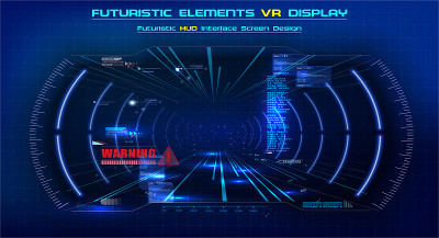 现代风格的VR。未来的矢量HUD GUI UI UX界面屏幕设计。科幻虚拟现实技术。