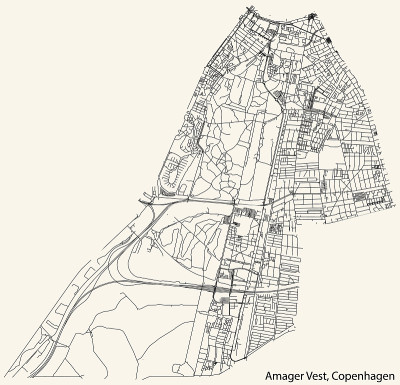 丹麦哥本哈根市Amager Vest区的街道地图