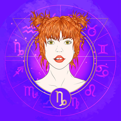 Vector illustration of Capricorn zodiac sign and p