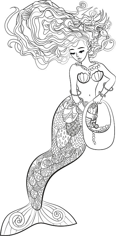 美人鱼的图案插图。