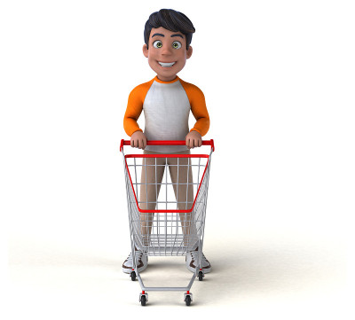 有趣的3D卡通亚洲青少年