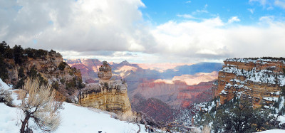 冬季有雪的大峡谷全景