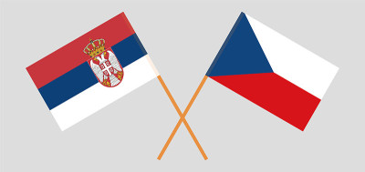Crossed flags of Serbia and Czech Republic