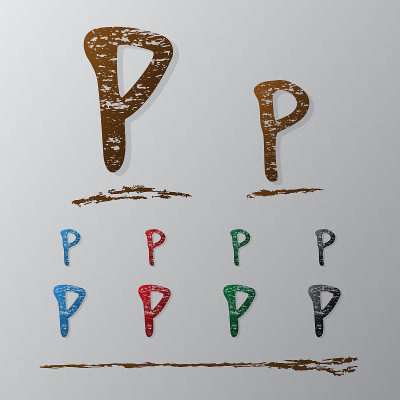 彩色的垃圾纹理字母图标字母p