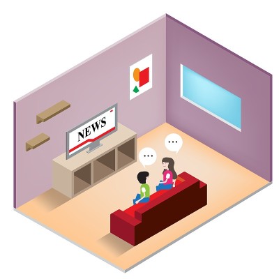 室友在家看电视新闻