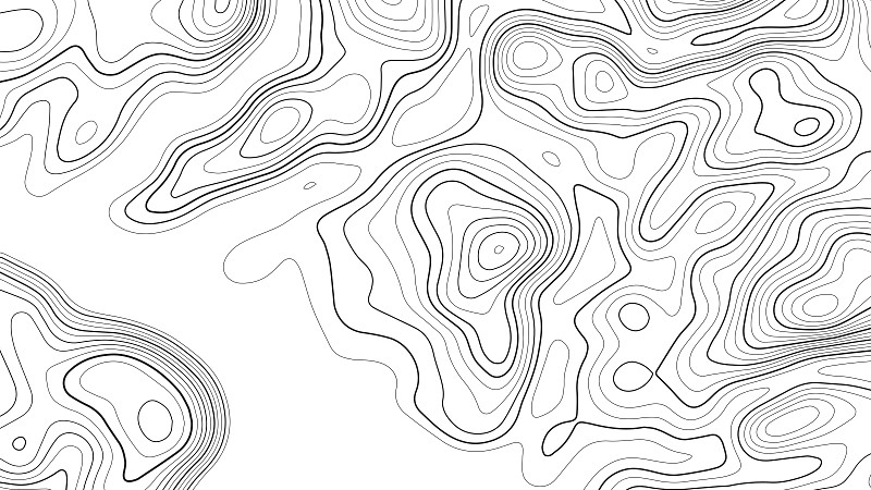 白底等高线地形图。矢量栅格地图。
