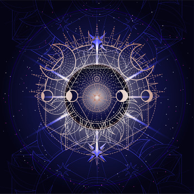 矢量插图的神圣的几何符号在抽象的背景。