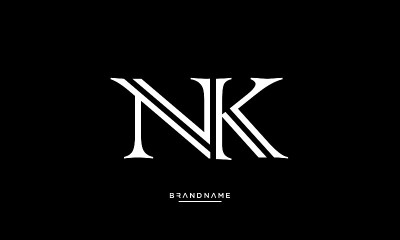 NK或KN字母抽象标志图标向量模板