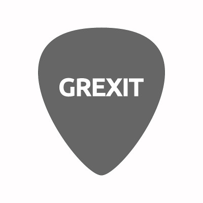 孤立的吉他拨弦与文本GREXIT