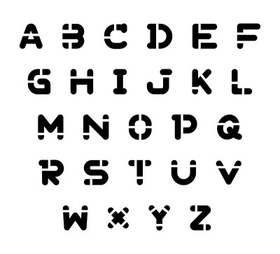 字母图标集-矢量插图(黑色系列)