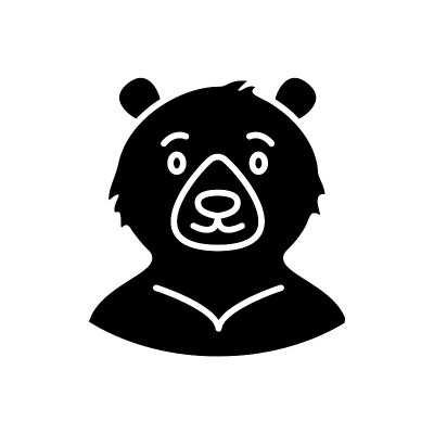 福尔摩山熊字形图标。台湾特有的动物。东方的风俗。分离矢量图例