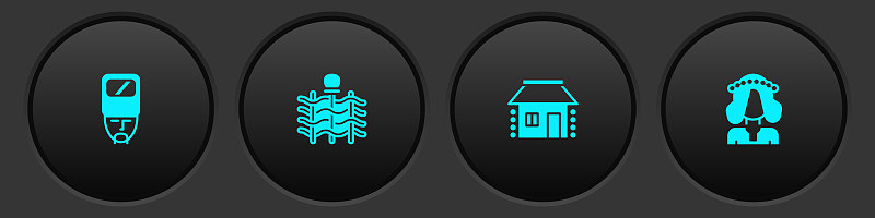 Set Ukrainian cossack, Wicker fence, house and wom