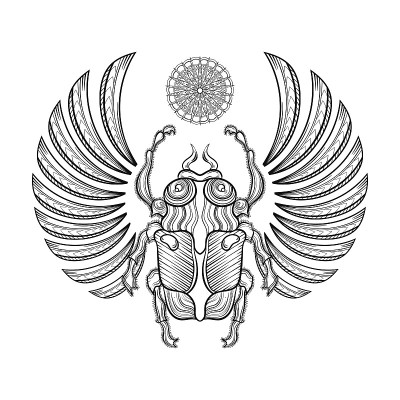手绘矢量插图埃及圣甲虫。