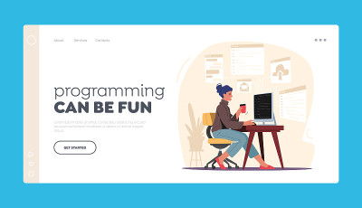 Software Development, Programming Landing Page Tem