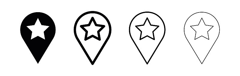 Star location sign icon. Map location sign.