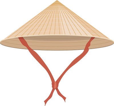 中国圆锥草帽矢量插图孤立在白色背景