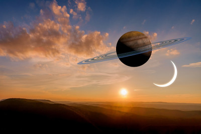 行星土星星系3D插图