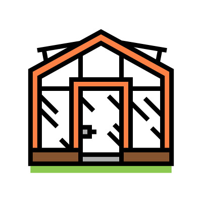 玻璃温室彩色图标矢量插图