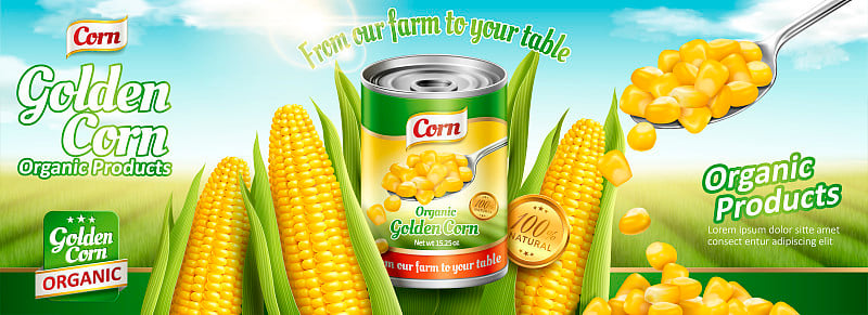 Organic canned corn banner ads