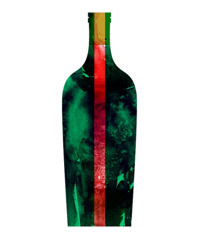 水彩抽象红酒瓶。