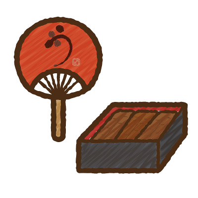 Illustration Of A Simple And Cute Eel Bowl And A F