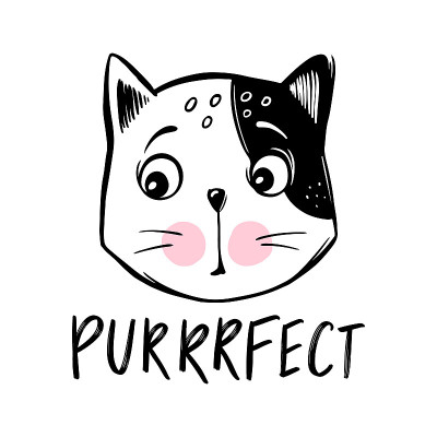 矢量可爱的猫插图。手绘时髦的小猫。嘟嘟猫。