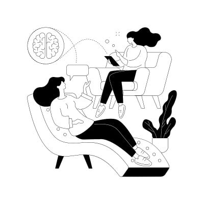心理治疗抽象概念矢量插图。