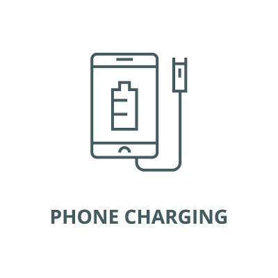 Phone charging vector line icon, linear concept, o