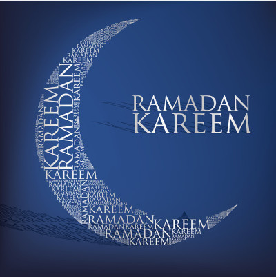 “斋月Kareem”(慷慨的斋月)矢量格式月亮卡。