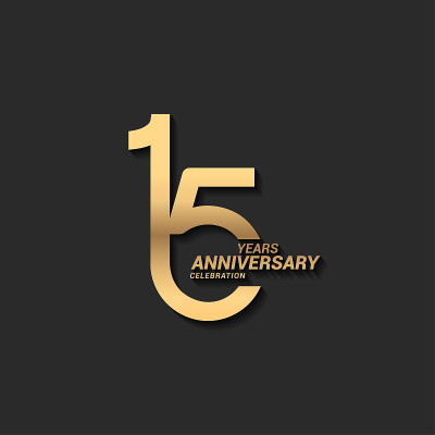15周年设计库存插图。公司简介、小册子、传单、杂志、宣传册、海报、网页、请柬、贺卡等金周年庆典会徽设