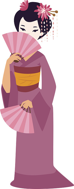向量集日本艺妓女孩。