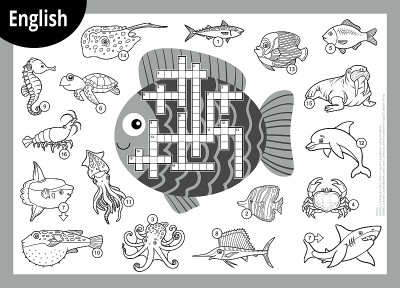 Vector black and white crossword in English. Carto