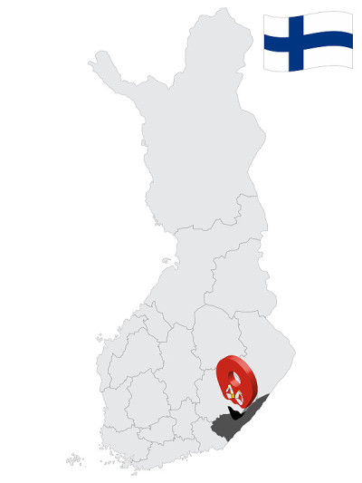 Location South Karelia Region on map Finland. 3d l