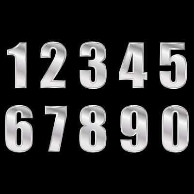 Silver digital numbers vector eps10. Digitals numb