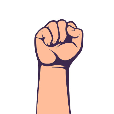 A clenched fist held high in protest. Concept for 